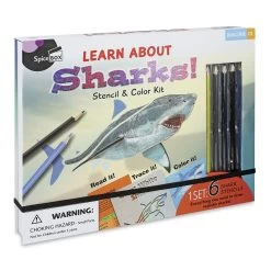 Spicebox Imagine It Sharks Stencil And Color Kit